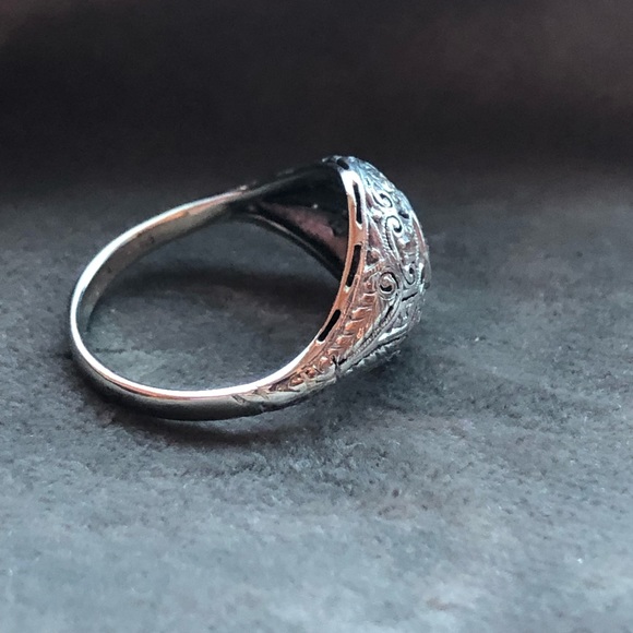 Antique platinum 14k diamond ring - Picture 8 of 11